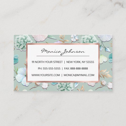 春サマーミントグリーン金ゴールドリアルクピンクフローラ ロイヤリティカード (裏面)