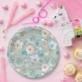 春サマーミントグリーン金ゴールドリalcピンクフローラ ペーパープレート (パーティー)