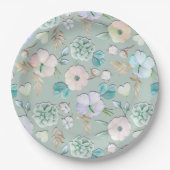春サマーミントグリーン金ゴールドリalcピンクフローラ ペーパープレート (正面)