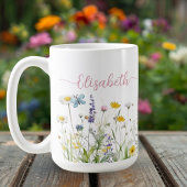 春サマーワイルドフラワースクリプト名Mag コーヒーマグカップ