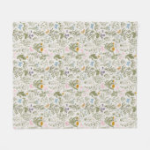 春サマーワイルドフラワーズバタフライガーデン フリースブランケット (正面(横))