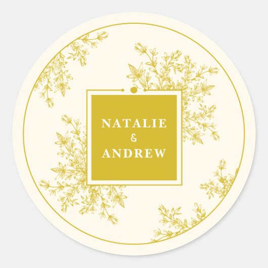 春サマーワイルドフラワーズ結婚メドウズカップル ラウンドシール (正面)