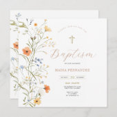 春サマーワイルドフラワーズ《キリスト教》洗礼式や命名式招待状 招待状 (正面/裏面)