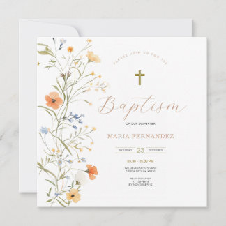 春サマーワイルドフラワーズ《キリスト教》洗礼式や命名式招待状 招待状