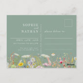 春サマーワイルドフラワーセージ緑の保存日付 ポストカード (裏面)