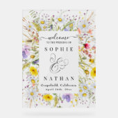 春サマーワイルドフラワーベージュボホウェルカム アクリルサイン (正面)