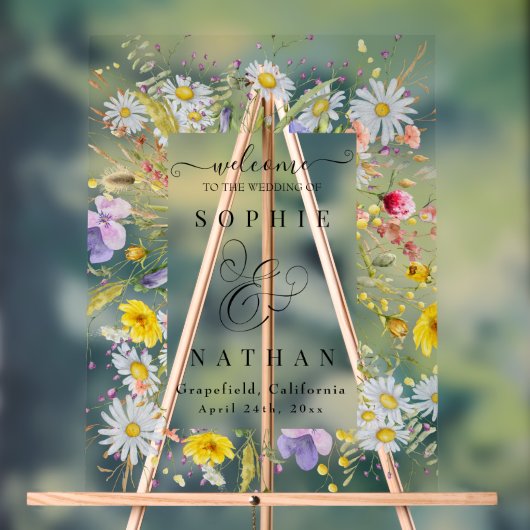 春サマーワイルドフラワーベージュボホウェルカム アクリルサイン (ニュートラル)