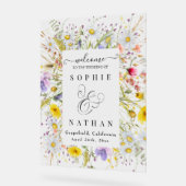 春サマーワイルドフラワーベージュボホウェルカム アクリルサイン (傾斜)