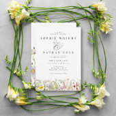 春サマーワイルドフラワーベージュボホ結婚ズ 招待状