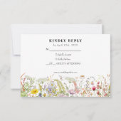 春サマーワイルドフラワーベージュボホRSVPカード 招待状 (裏面)