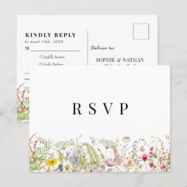 春サマーワイルドフラワーベージュボホRSVP ポストカード