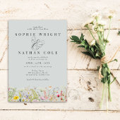 春サマーワイルドフラワー赤面ブルーボホ結婚ズ 招待状