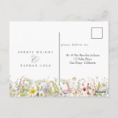 春サマーワイルドフラワー |結婚式の日付の保存 ポストカード (裏面)