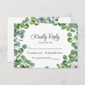 春サマー秋ユーカリプスグリーン結婚リー 出欠カード (正面/裏面)
