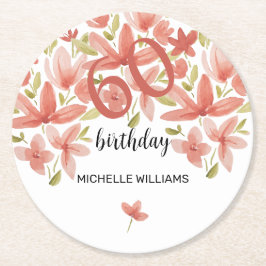 春サマー鮮やかガーデンウォーター色フローラ ラウンドペーパーコースター