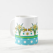 春サンシャインダ縁どフォディル、水玉模様マグ マグカップ (正面左)