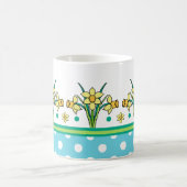 春サンシャインダ縁どフォディル、水玉模様マグ マグカップ (中央)