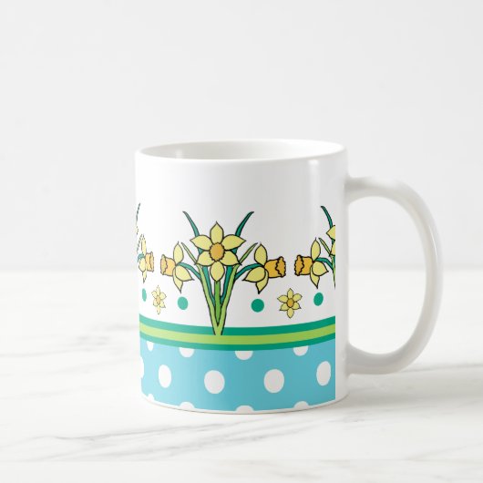 春サンシャインダ縁どフォディル、水玉模様マグ マグカップ (右)