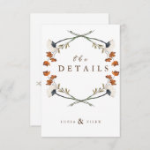 春サークルワイルドフラワーQR結婚の詳細カード サンキューカード (正面/裏面)