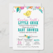 春シック赤ちゃん男女兼用シャワーブルーピンク 招待状 (正面)