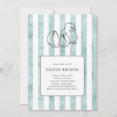 春シック&ストライプヴィンテージスタイルイースターブランチ 招待状 (正面)