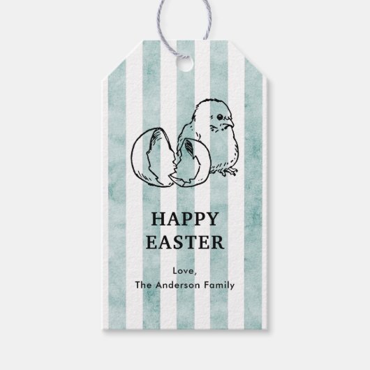 春シック&ストライプヴィンテージスタイルイースター ギフトタグ (正面)