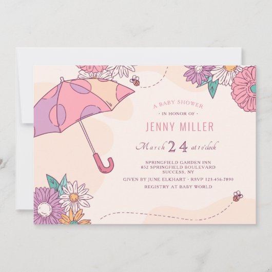 春シャワー 招待状 (正面)