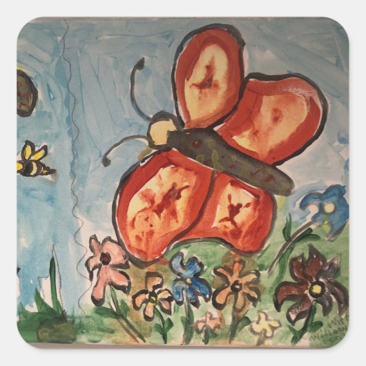 春シリーズのシール学校保育包装 スクエアシール (正面)