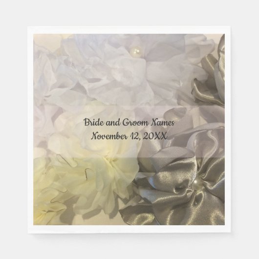 春シルクファブリックフラワーデザイン スタンダードランチョンナプキン (正面)