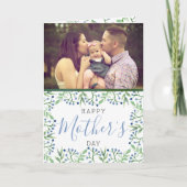 春シンプルブルーベリー写真母の日 カード (正面)