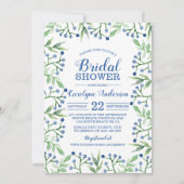 春シンプルブロージブルーベリーブライダルシャワー 招待状 (正面)