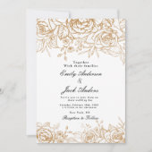 春シンプル手描きフローラエレガントな結婚式 招待状 (正面)