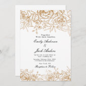 春シンプル手描きフローラエレガントな結婚式 招待状 (正面/裏面)