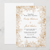 春シンプル手描きフローラエレガントな結婚式 招待状 (正面/裏面)