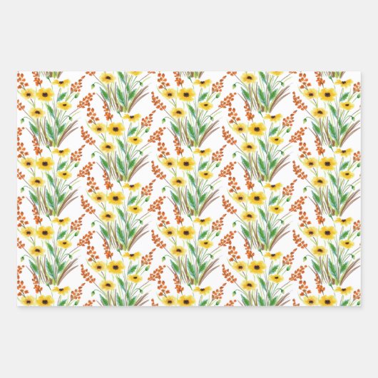 春シーズンウォーターカラーフローラギフト ラッピングペーパーシート (正面3)