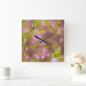 春シーズンピンクス抽象芸術ウォールクロック スクエア壁時計 (ホーム)