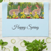 春シーズンラビット/イースターホリデーデコール キッチンタオル (折り畳み)