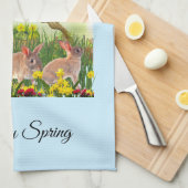 春シーズンラビット/イースターホリデーデコール キッチンタオル (四つ折り)