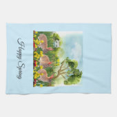 春シーズンラビット/イースターホリデーデコール キッチンタオル (横)