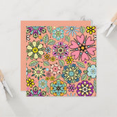 春シーズンレトロ花色シームレスパターン カード (正面/裏面インサイチュ)