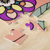 春シーズンレトロ花色シームレスパターン ジグソーパズル (側面)