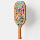 春シーズンレトロ花色シームレスパターン ピックルボールラケット (左)