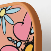 春シーズンレトロ花色シームレスパターン ピックルボールラケット (左詳細)