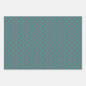 春ジオメトリックグリーンダークピンクセット ラッピングペーパーシート (正面2)