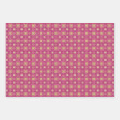 春ジオメトリックパープルグリーンセット ラッピングペーパーシート (正面)