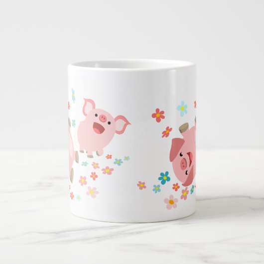 春ジャンボマグカップで2匹のかわいい漫画 ジャンボコーヒーマグカップ (正面)