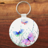 春ジョイカラフルー – 蝶飛んでいる自然 キーホルダー (正面)