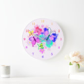 春ジョイ蝶ウォールクロック – 水彩画 ラージ壁時計 (ホーム)
