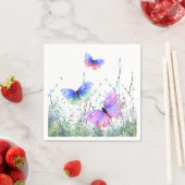 春ジョイ – カラフル蝶飛んでいるの自然 スタンダードカクテルナプキン (インサイチュ)