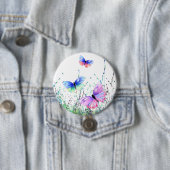 春ジョイ – カラフル蝶飛んでいるの自然 缶バッジ (インサイチュ)